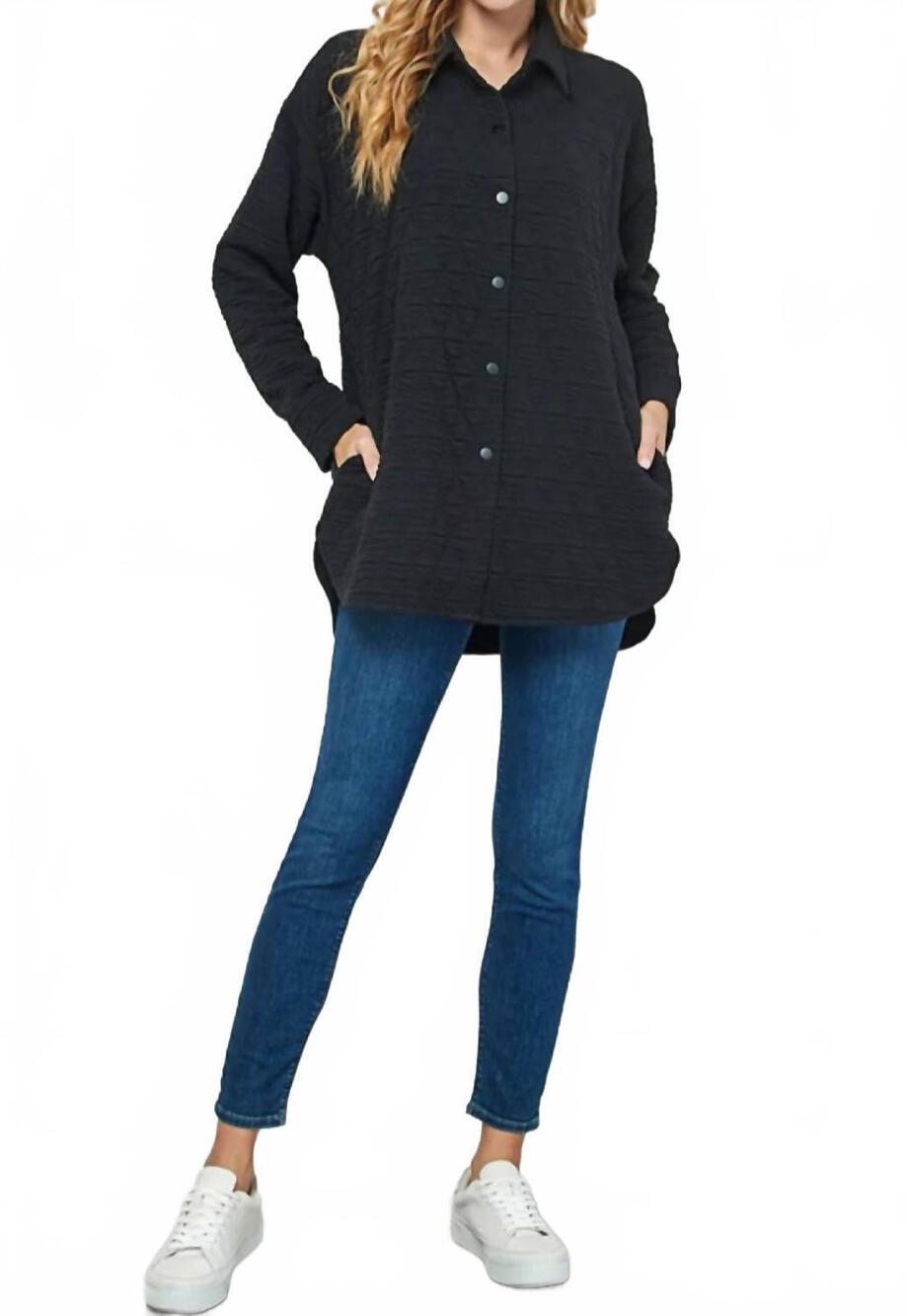 NEW SEE AND BE SEEN women's quinn quilted shacket in black